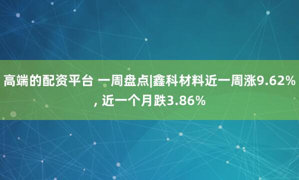 高端的配资平台 一周盘点|鑫科材料近一周涨9.62%, 近一个月跌3.86%